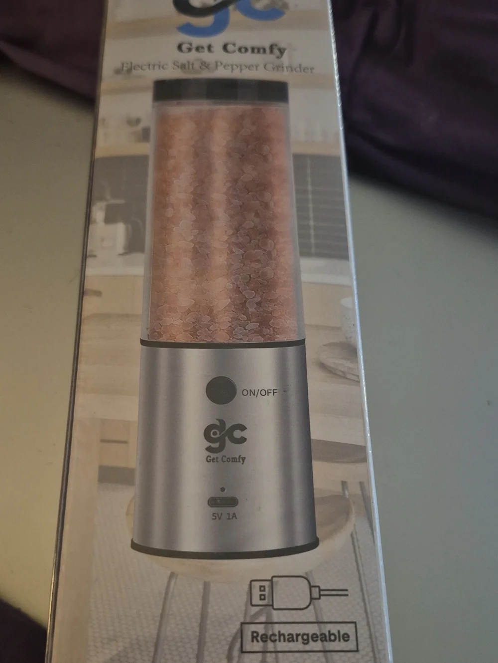 Electric Salt & Pepper Grinder Set One-Handed Automatic Pepper Mill with LED